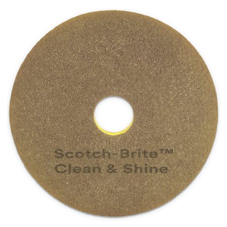 SCOTCH-BRITE Clean and Shine Pad, 20" Diameter, Yellow/Gold, PK5 09541